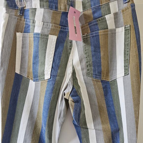 Hope L Bell Bottom Jeans Vintage Style Striped Boho Retro Y2K Hippie 70's Retro - Picture 10 of 14